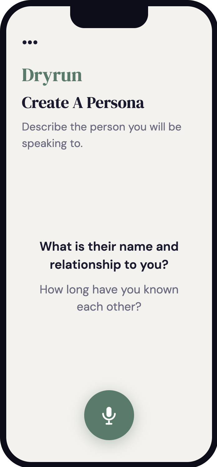 Create A Persona screen